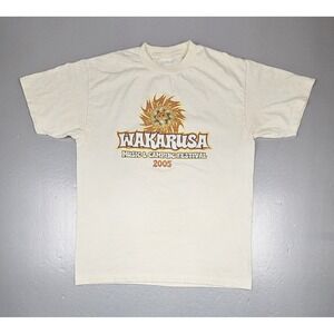 Vintage Wakarusa Music Festival T-Shirt Mens XL. 2005 Tan Band Tee Mushroom‎